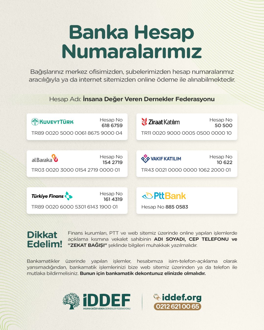İDDEF Banka Hesap numaralarımız 2026 güncel